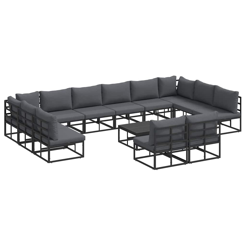 vidaXL Zestaw Sof na Ogród z poduszką 13 pcs Czarny Aluminium