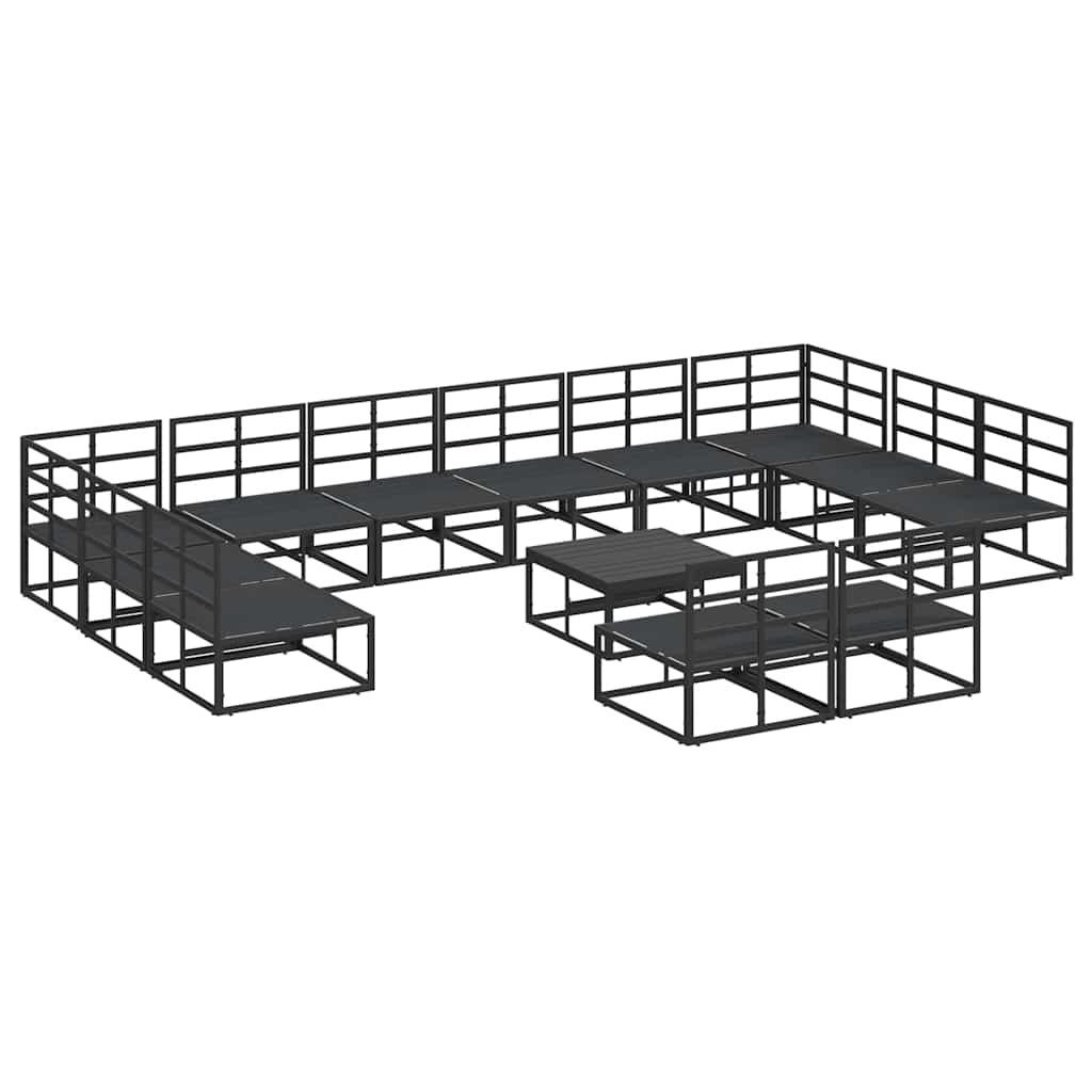 vidaXL Zestaw Sof na Ogród z poduszką 13 pcs Czarny Aluminium