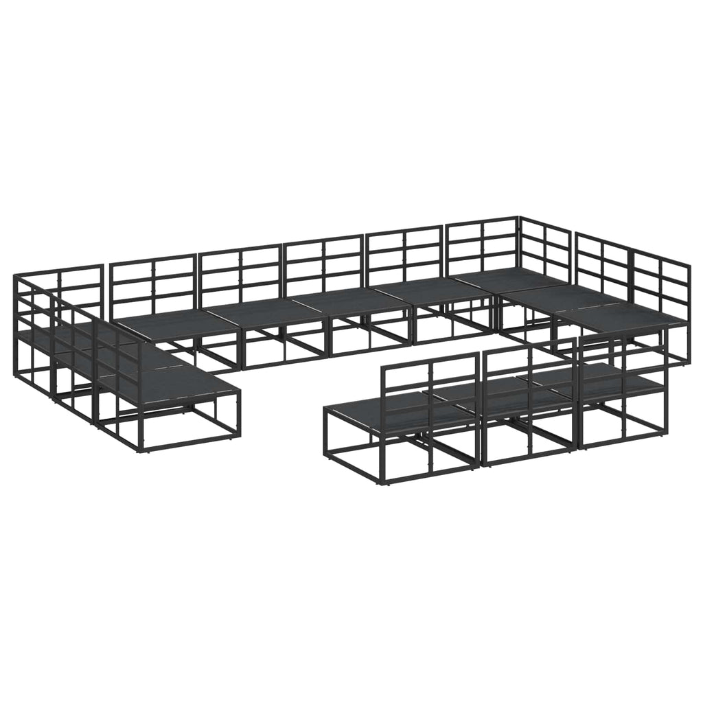 vidaXL Zestaw Sof na Ogród z poduszką 13 pcs Czarny Aluminium