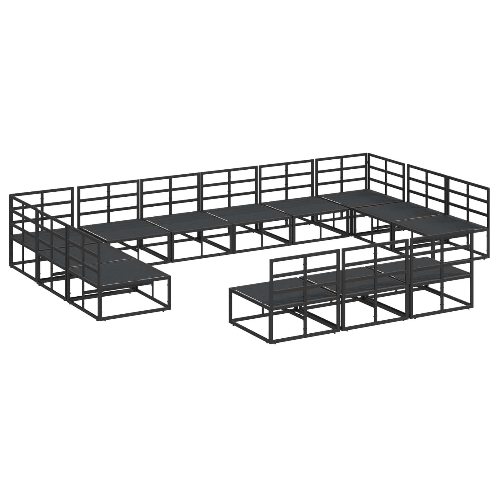 vidaXL Zestaw Sof na Ogród z poduszką 13 pcs Czarny Aluminium