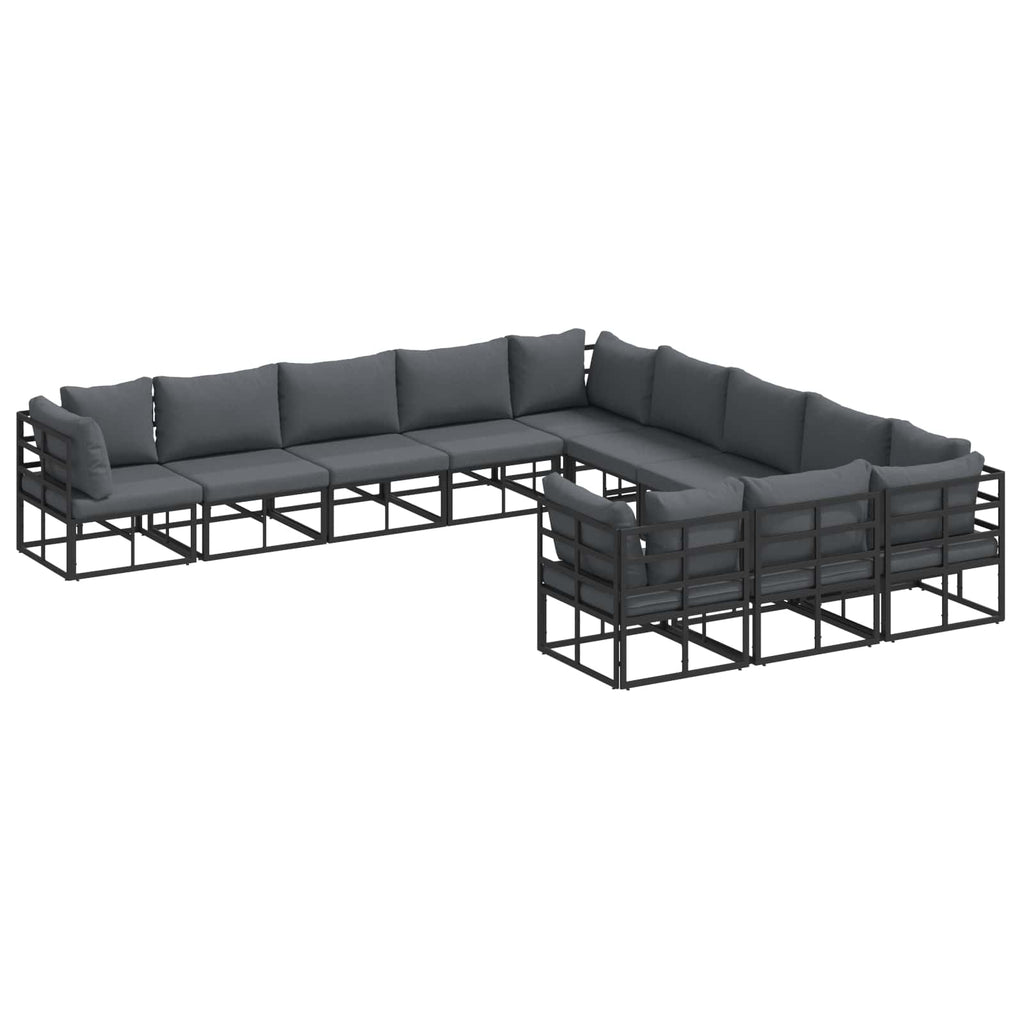 vidaXL Zestaw Sof na Ogród z poduszką 11 pcs Czarny Aluminium
