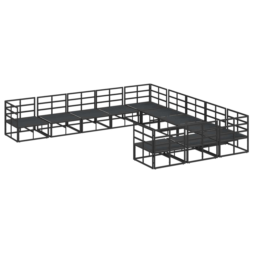 vidaXL Zestaw Sof na Ogród z poduszką 11 pcs Czarny Aluminium