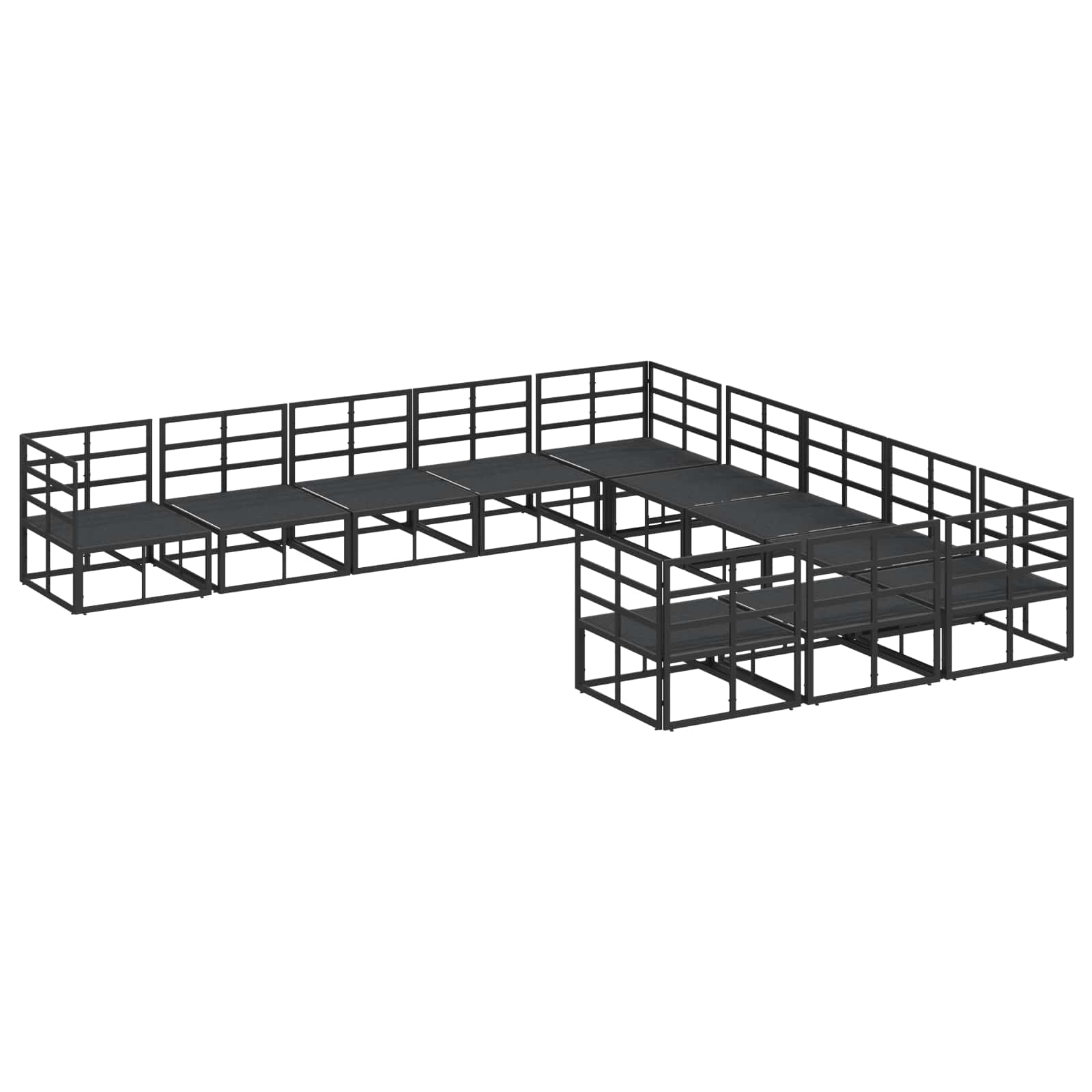 vidaXL Zestaw Sof na Ogród z poduszką 11 pcs Czarny Aluminium