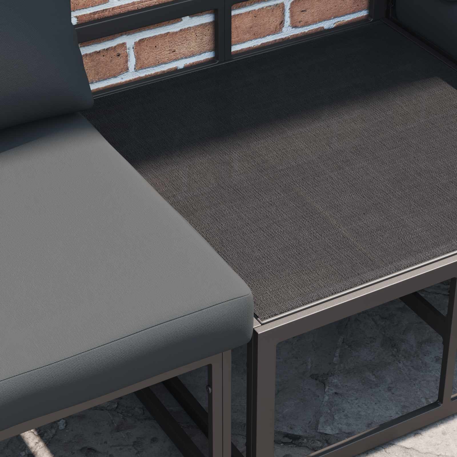 vidaXL Zestaw Sof na Ogród z poduszką 12 pcs Czarny Aluminium