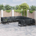 vidaXL Zestaw Sof na Ogród z poduszką 12 pcs Czarny Aluminium