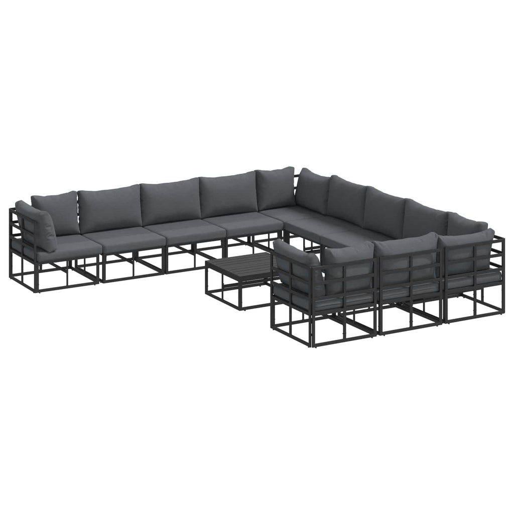 vidaXL Zestaw Sof na Ogród z poduszką 12 pcs Czarny Aluminium