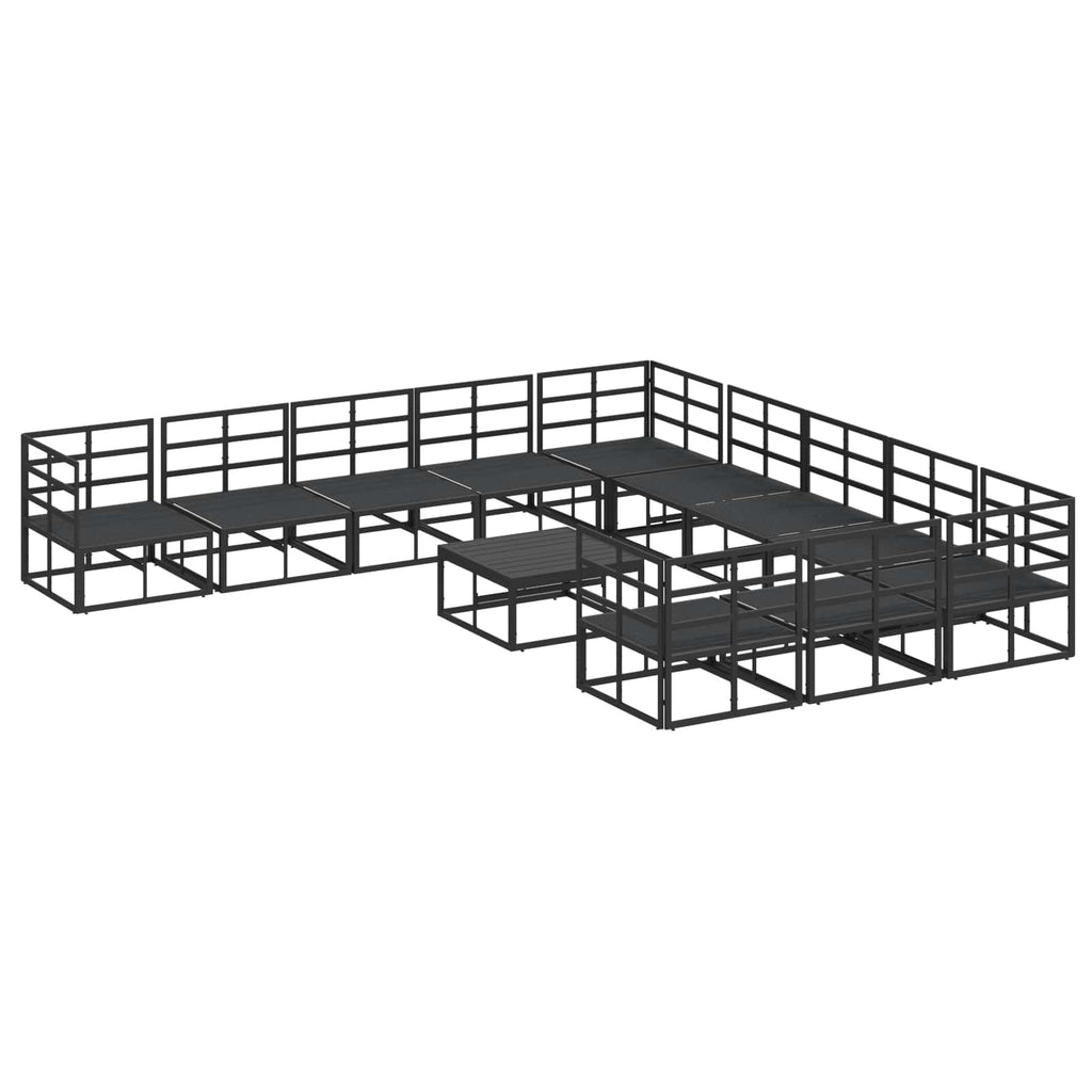 vidaXL Zestaw Sof na Ogród z poduszką 12 pcs Czarny Aluminium
