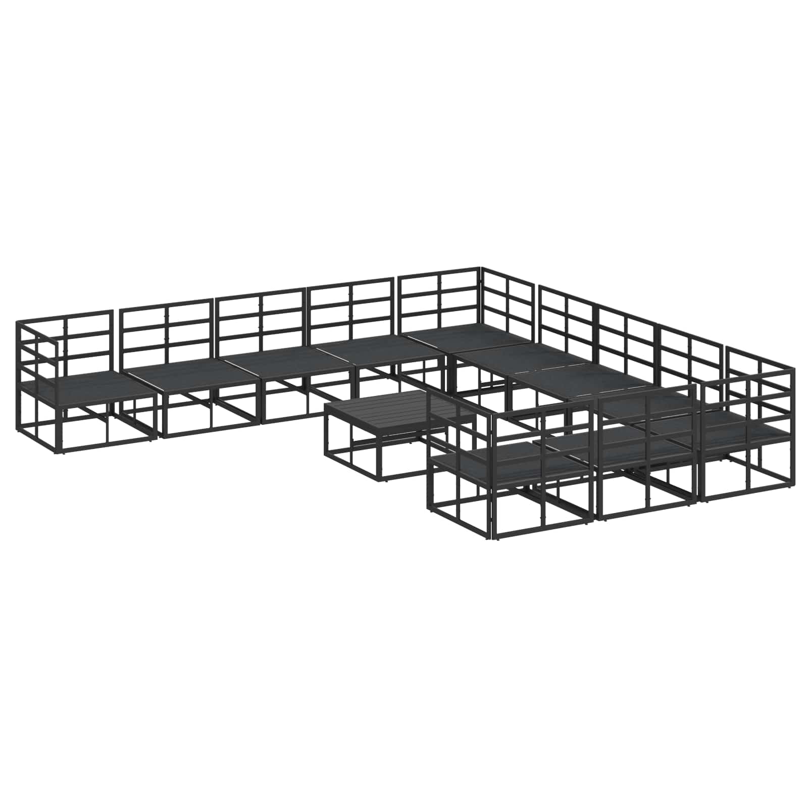 vidaXL Zestaw Sof na Ogród z poduszką 12 pcs Czarny Aluminium