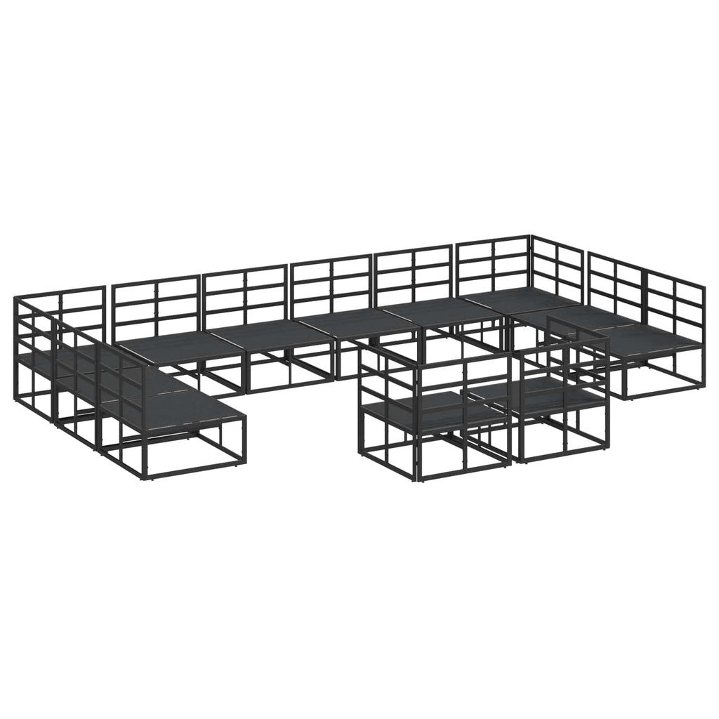 vidaXL Zestaw Sof na Ogród z poduszką 12 pcs Czarny Aluminium
