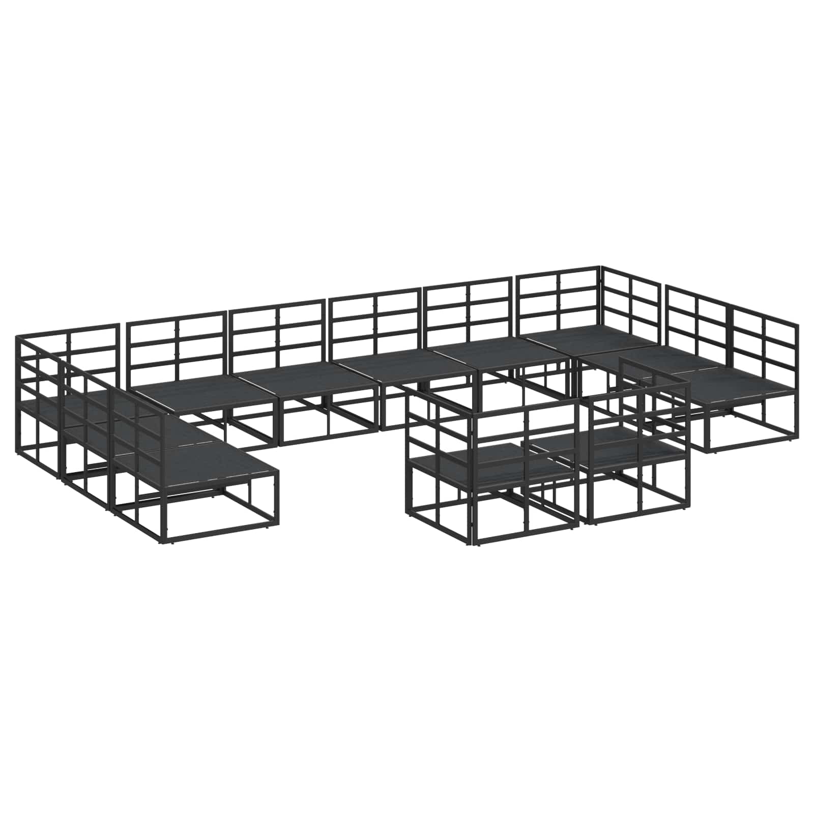 vidaXL Zestaw Sof na Ogród z poduszką 12 pcs Czarny Aluminium