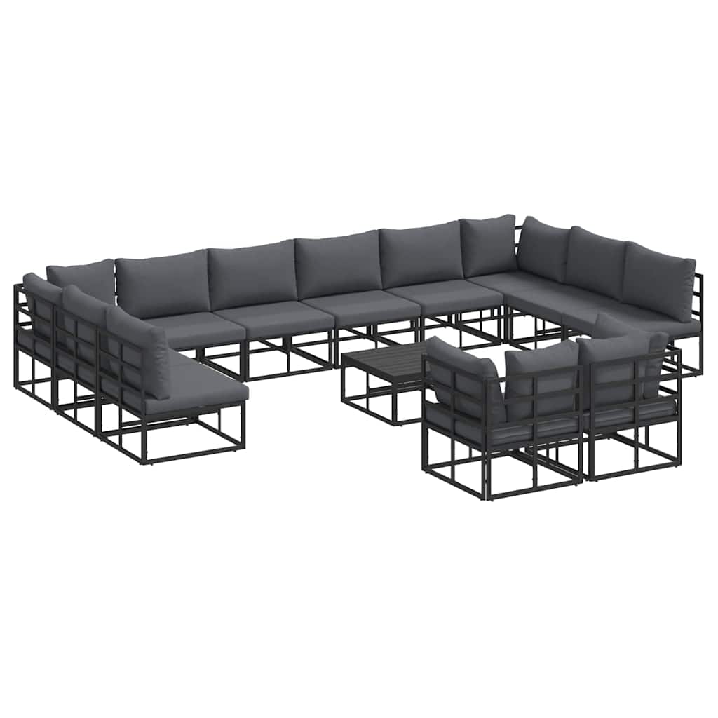 vidaXL Zestaw Sof na Ogród z poduszką 13 pcs Czarny Aluminium