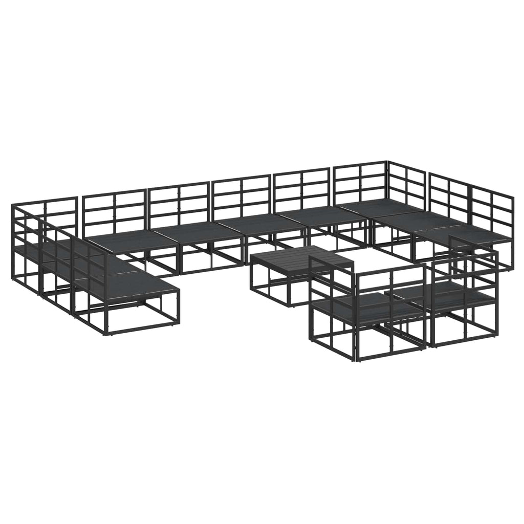 vidaXL Zestaw Sof na Ogród z poduszką 13 pcs Czarny Aluminium