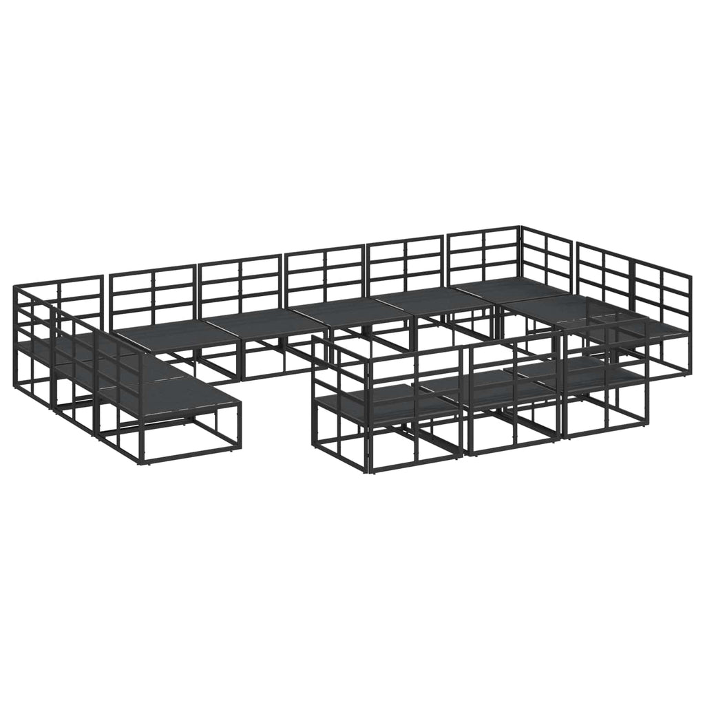 vidaXL Zestaw Sof na Ogród z poduszką 13 pcs Czarny Aluminium