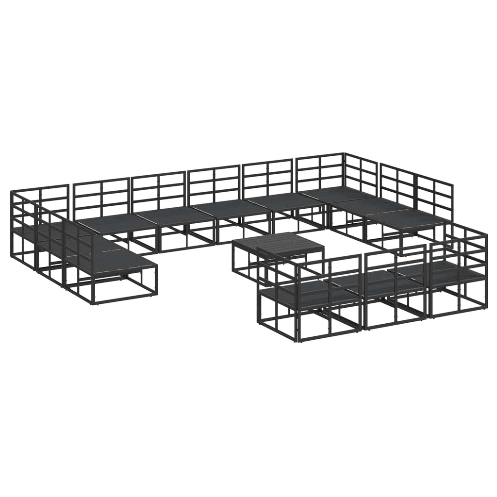 vidaXL Zestaw Sof na Ogród z poduszką 14 pcs Czarny Aluminium