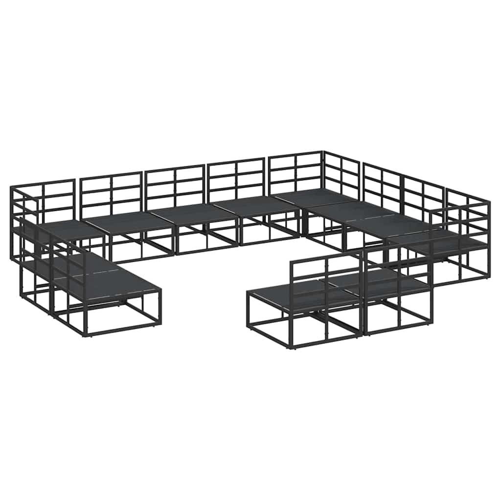 vidaXL Zestaw Sof na Ogród z poduszką 12 pcs Czarny Aluminium