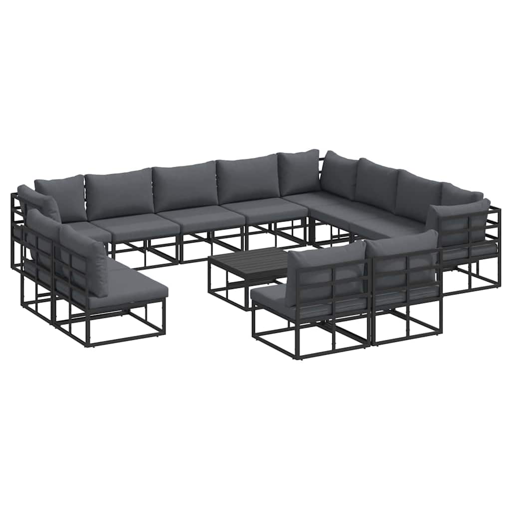 vidaXL Zestaw Sof na Ogród z poduszką 13 pcs Czarny Aluminium