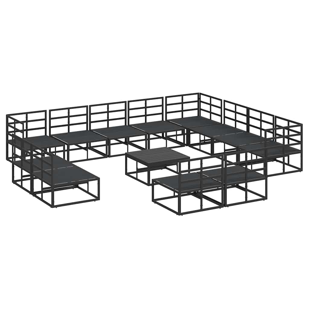 vidaXL Zestaw Sof na Ogród z poduszką 13 pcs Czarny Aluminium