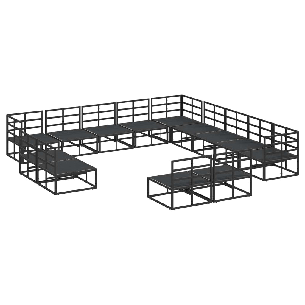 vidaXL Zestaw Sof na Ogród z poduszką 13 pcs Czarny Aluminium