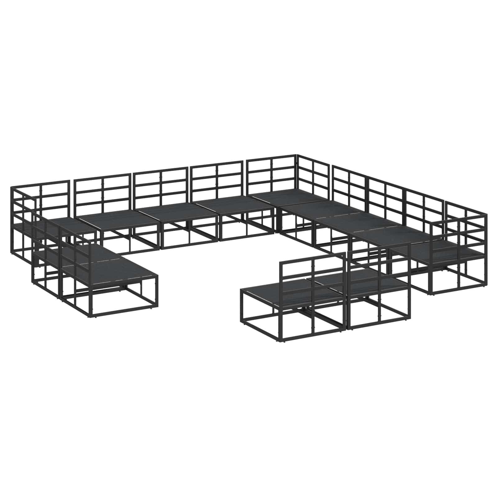 vidaXL Zestaw Sof na Ogród z poduszką 13 pcs Czarny Aluminium