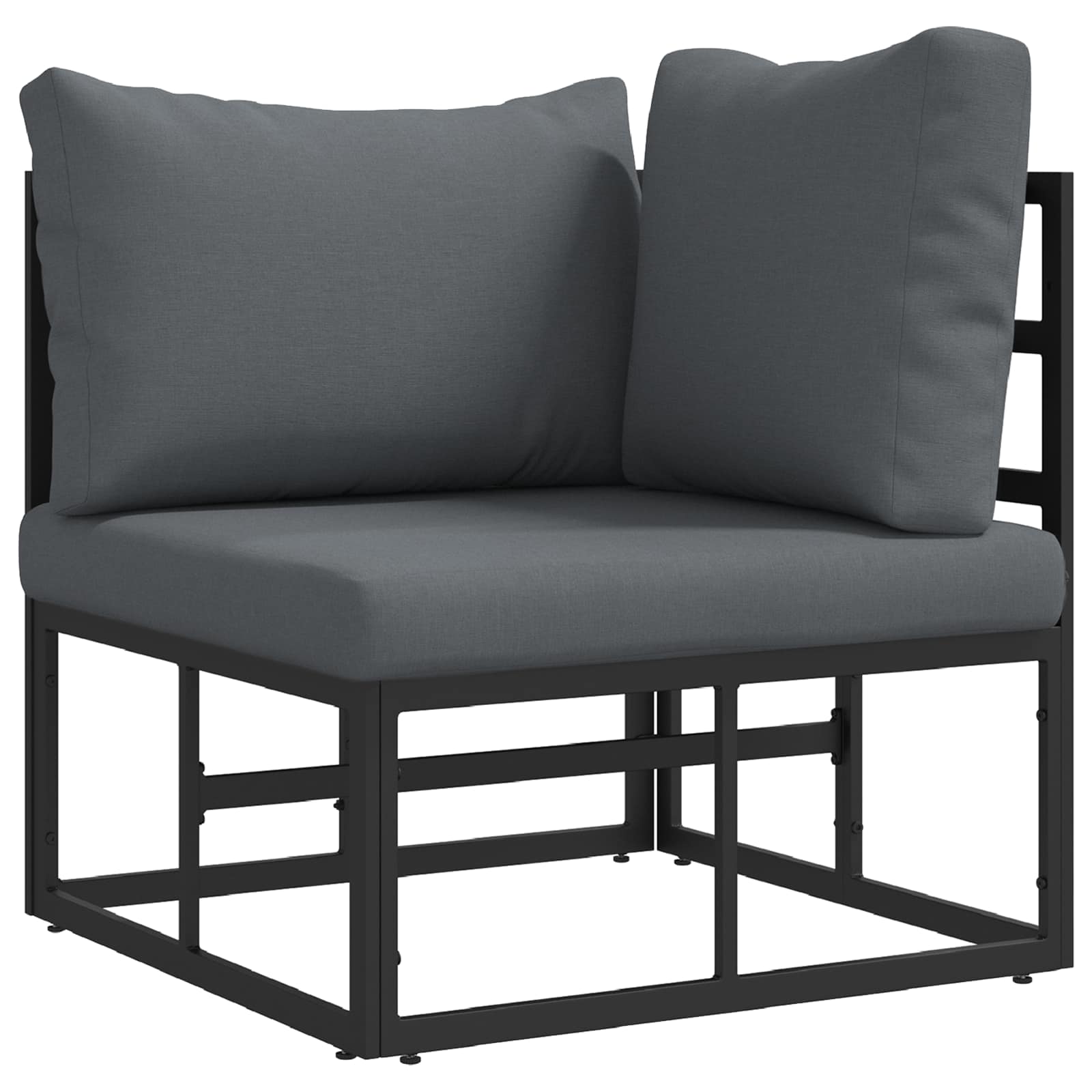 vidaXL Zestaw Sof na Ogród z poduszką 13 pcs Czarny Aluminium