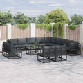 vidaXL Zestaw Sof na Ogród z poduszką 14 pcs Czarny Aluminium