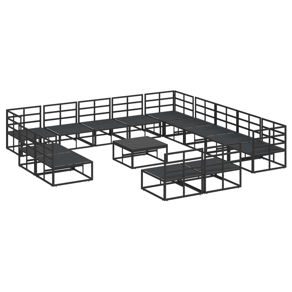 vidaXL Zestaw Sof na Ogród z poduszką 14 pcs Czarny Aluminium
