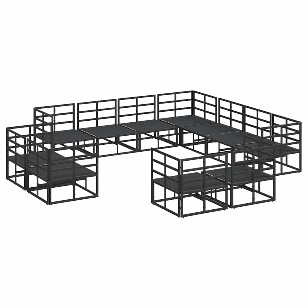 vidaXL Zestaw Sof na Ogród z poduszką 11 pcs Czarny Aluminium