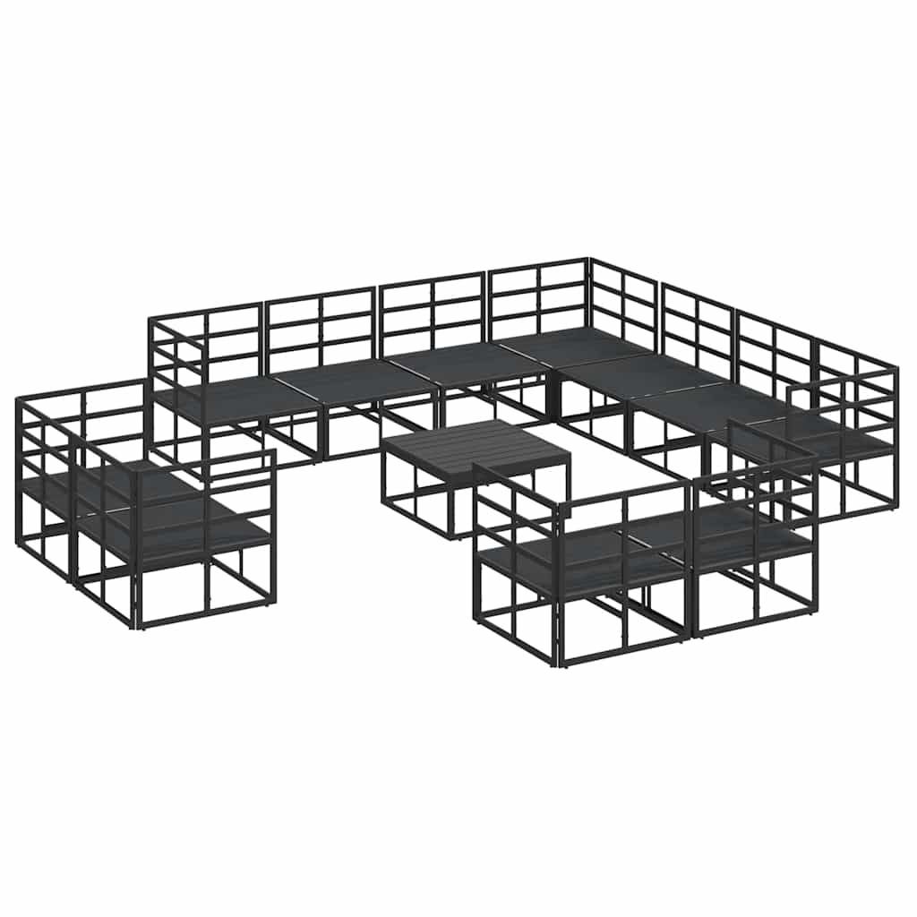 vidaXL Zestaw Sof na Ogród z poduszką 12 pcs Czarny Aluminium