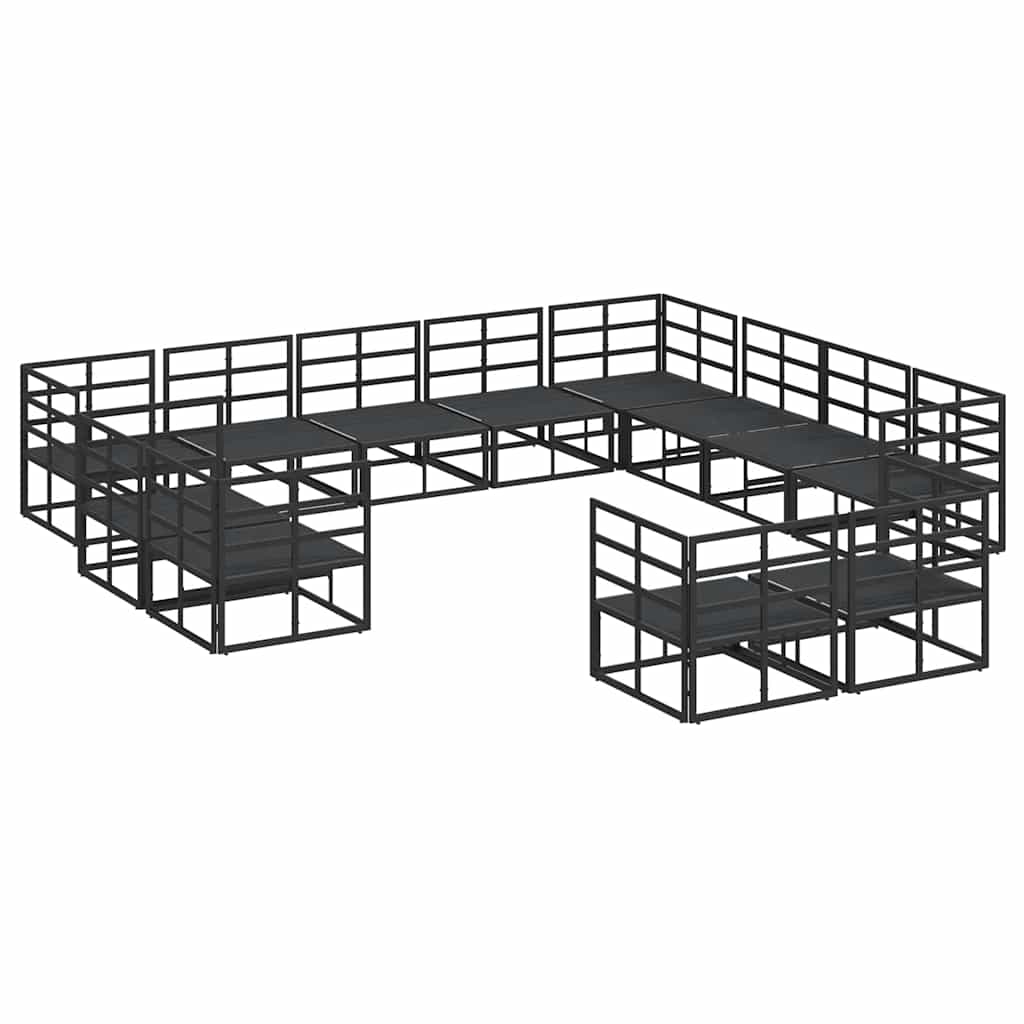 vidaXL Zestaw Sof na Ogród z poduszką 12 pcs Czarny Aluminium