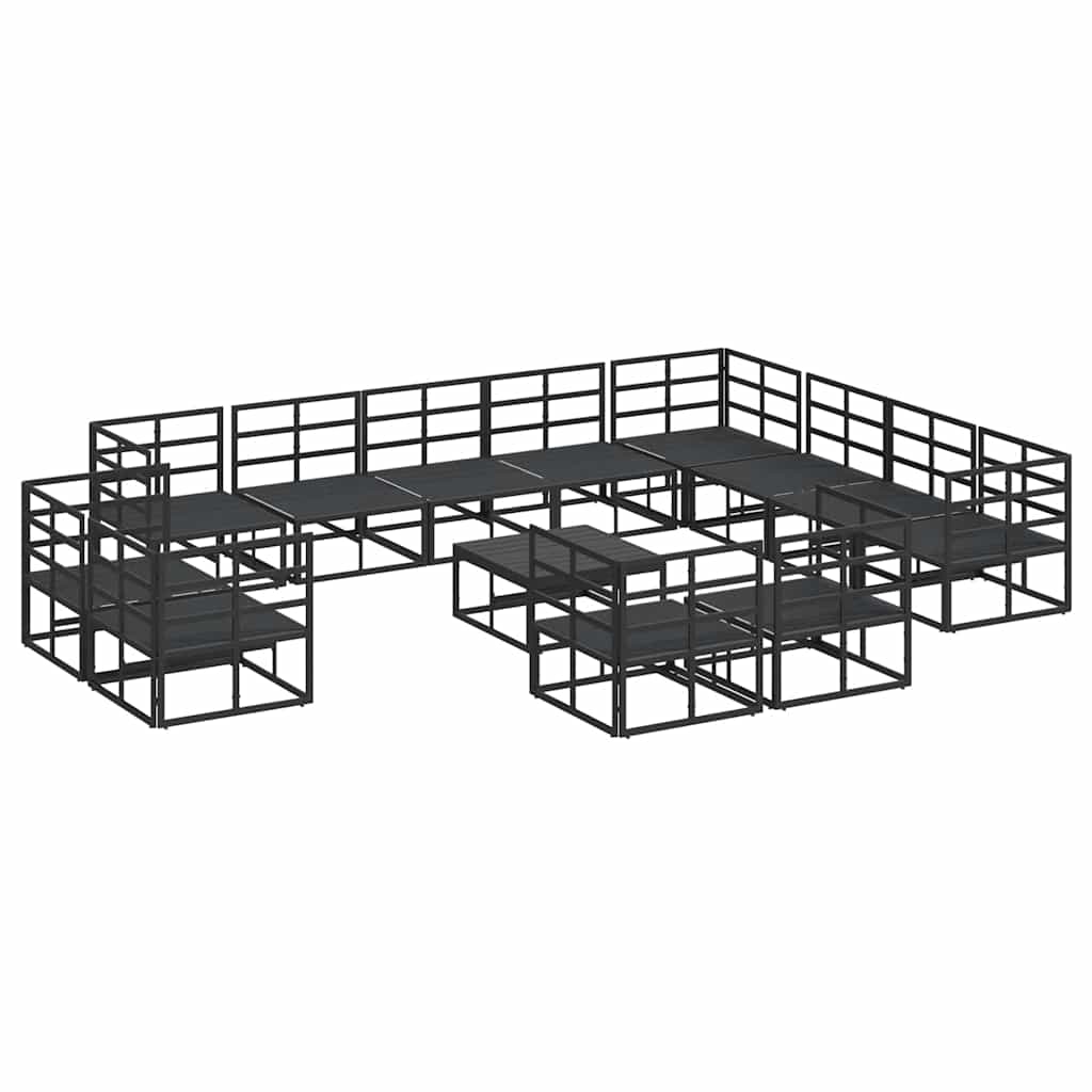 vidaXL Zestaw Sof na Ogród z poduszką 13 pcs Czarny Aluminium