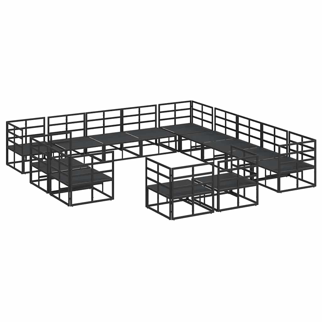 vidaXL Zestaw Sof na Ogród z poduszką 13 pcs Czarny Aluminium