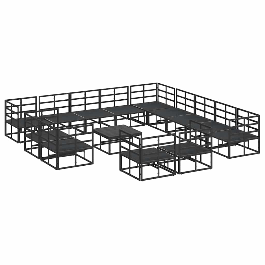vidaXL Zestaw Sof na Ogród z poduszką 14 pcs Czarny Aluminium