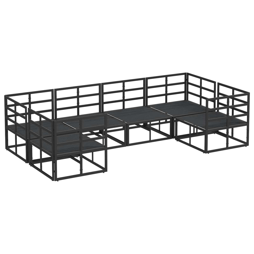 vidaXL Zestaw Sof na Ogród z poduszką 6 pcs Czarny Aluminium