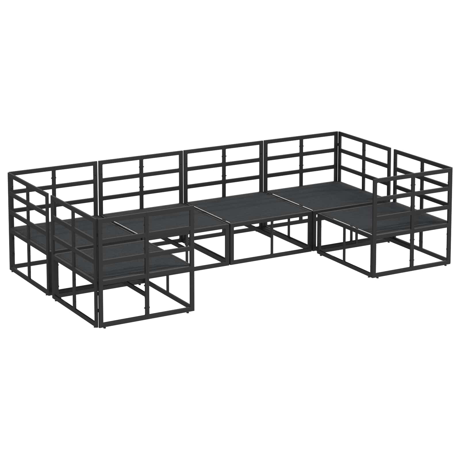 vidaXL Zestaw Sof na Ogród z poduszką 6 pcs Czarny Aluminium