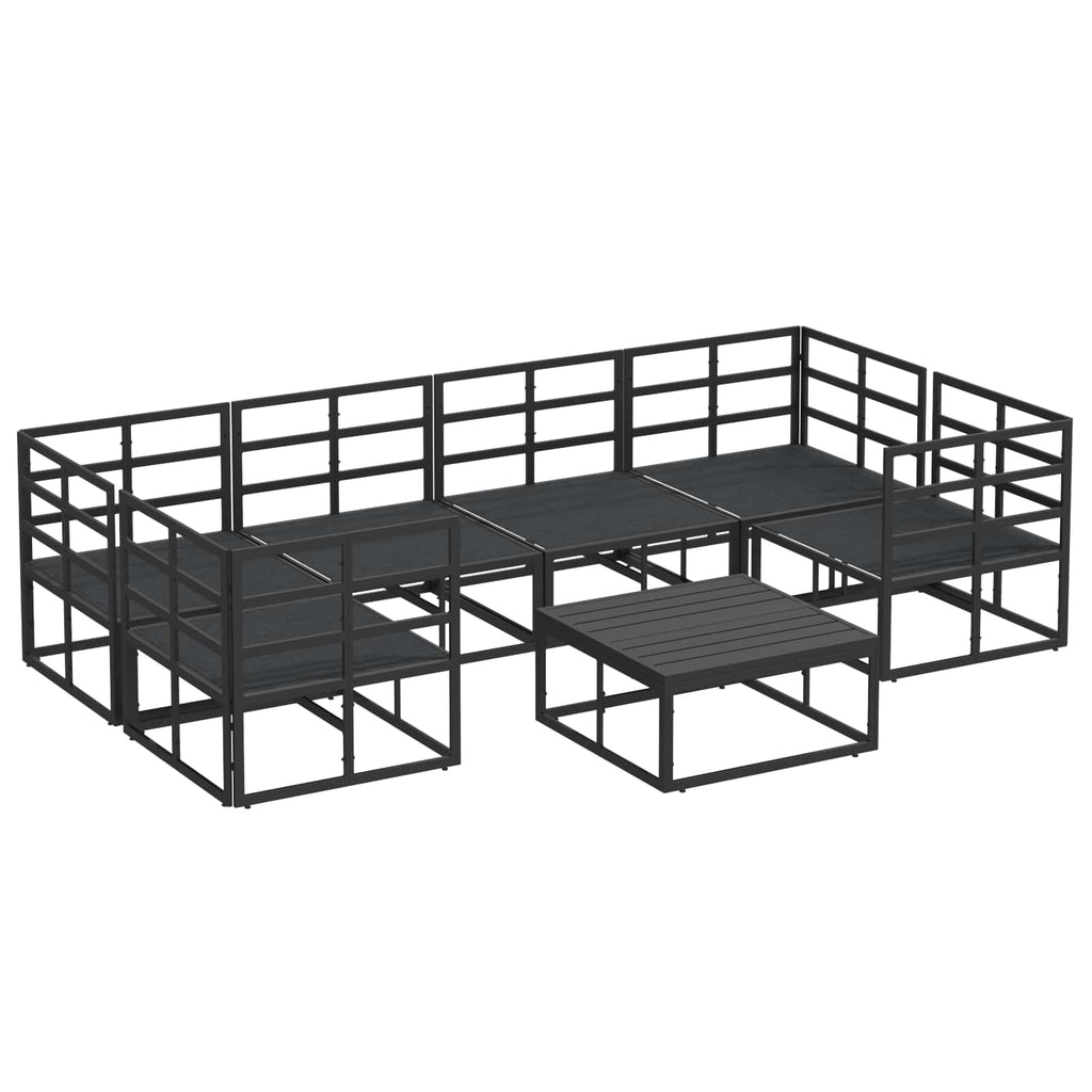 vidaXL Zestaw Sof na Ogród z poduszką 7 pcs Czarny Aluminium