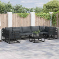 vidaXL Zestaw Sof na Ogród z poduszką 7 pcs Czarny Aluminium