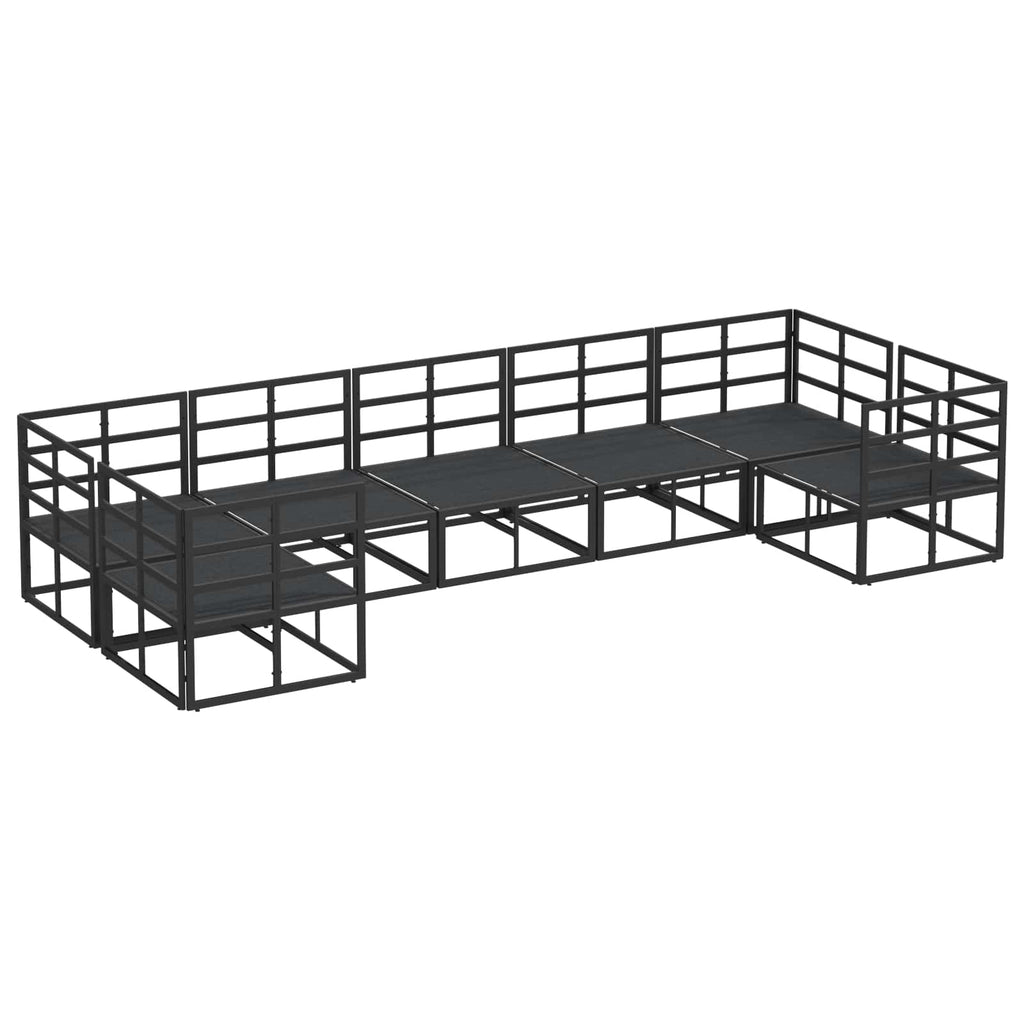 vidaXL Zestaw Sof na Ogród z poduszką 7 pcs Czarny Aluminium