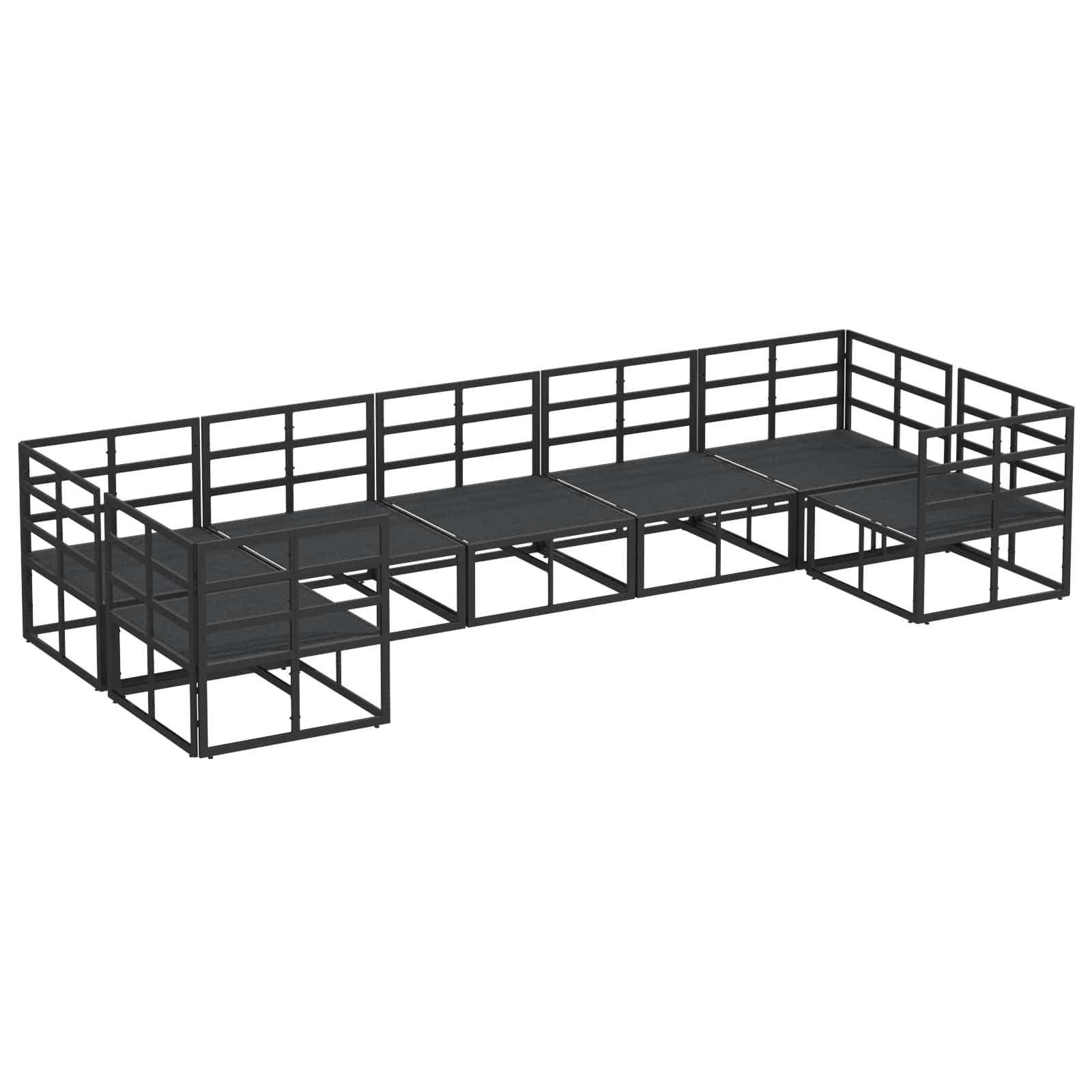 vidaXL Zestaw Sof na Ogród z poduszką 7 pcs Czarny Aluminium