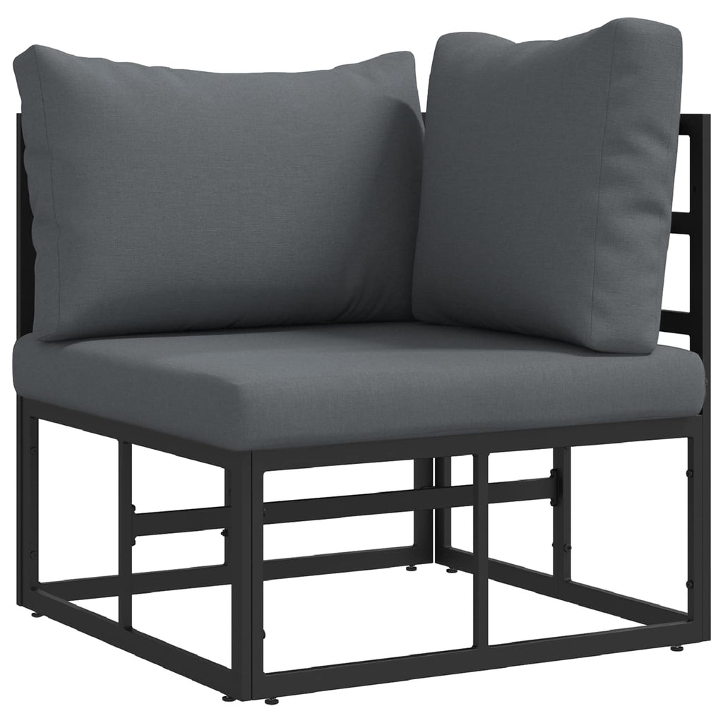 vidaXL Zestaw Sof na Ogród z poduszką 7 pcs Czarny Aluminium