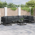 vidaXL Zestaw Sof na Ogród z poduszką 8 pcs Czarny Aluminium