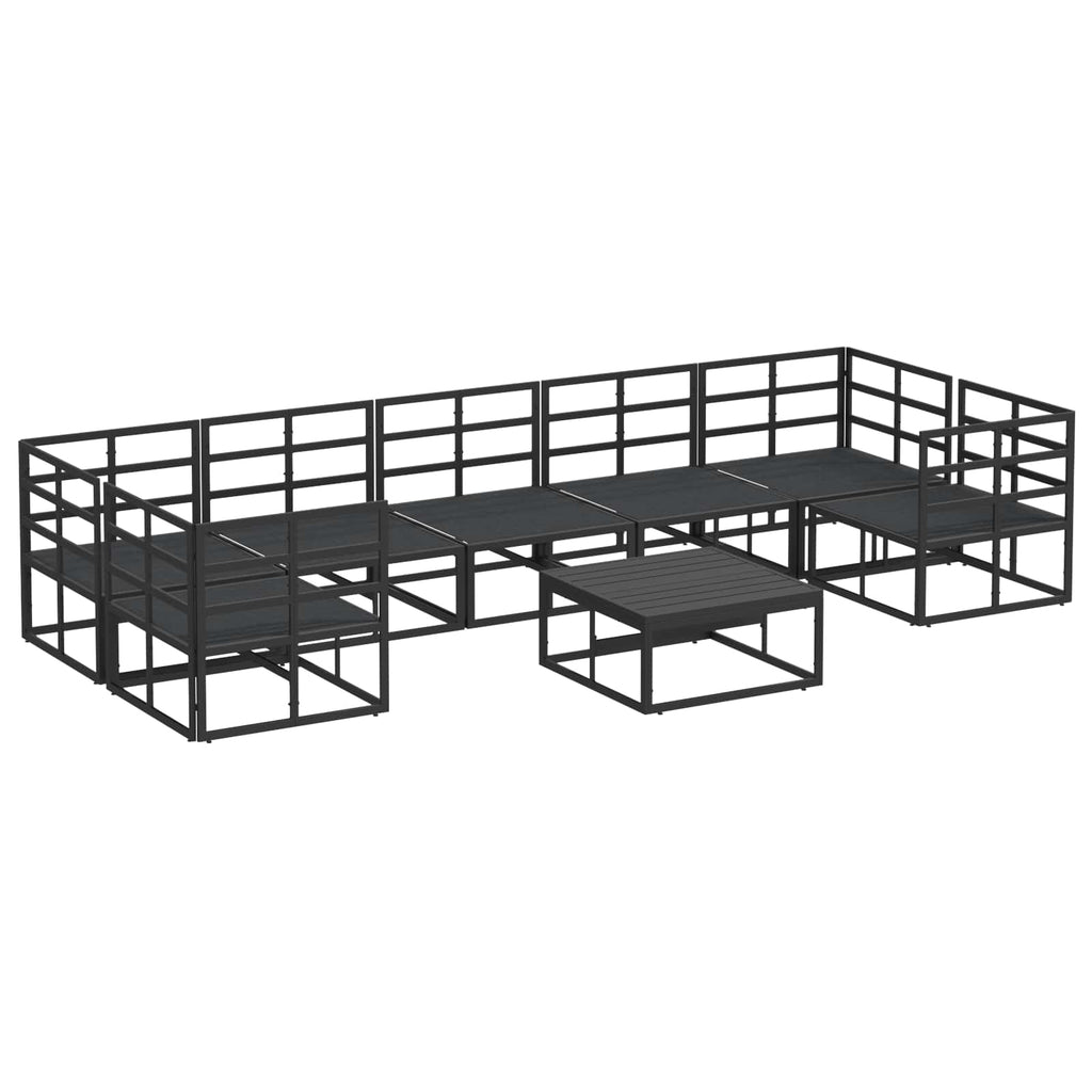 vidaXL Zestaw Sof na Ogród z poduszką 8 pcs Czarny Aluminium