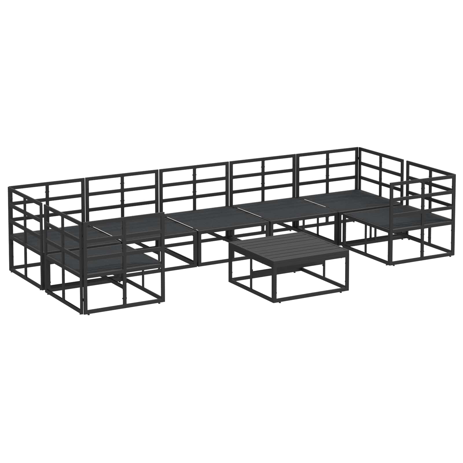 vidaXL Zestaw Sof na Ogród z poduszką 8 pcs Czarny Aluminium