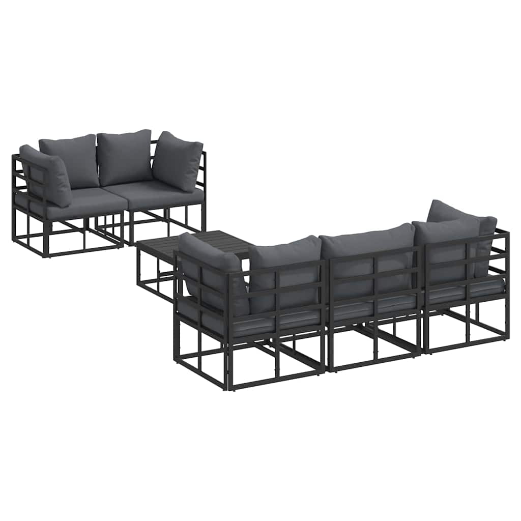 vidaXL Zestaw Sof na Ogród z poduszką 6 pcs Czarny Stal