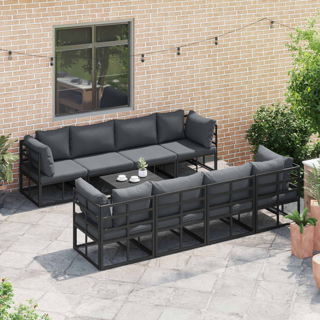 vidaXL Zestaw Sof na Ogród z poduszką 9 pcs Czarny Stal