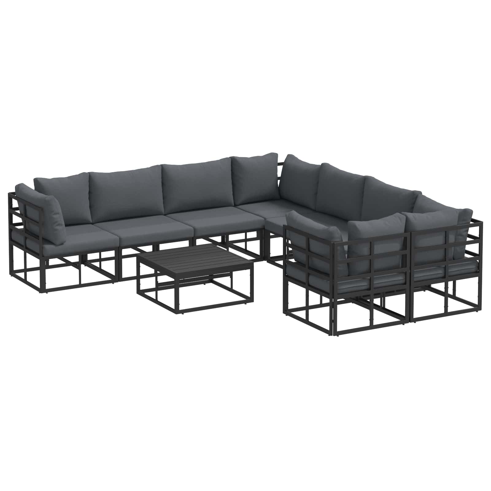vidaXL Zestaw Sof na Ogród z poduszką 9 pcs Czarny Stal