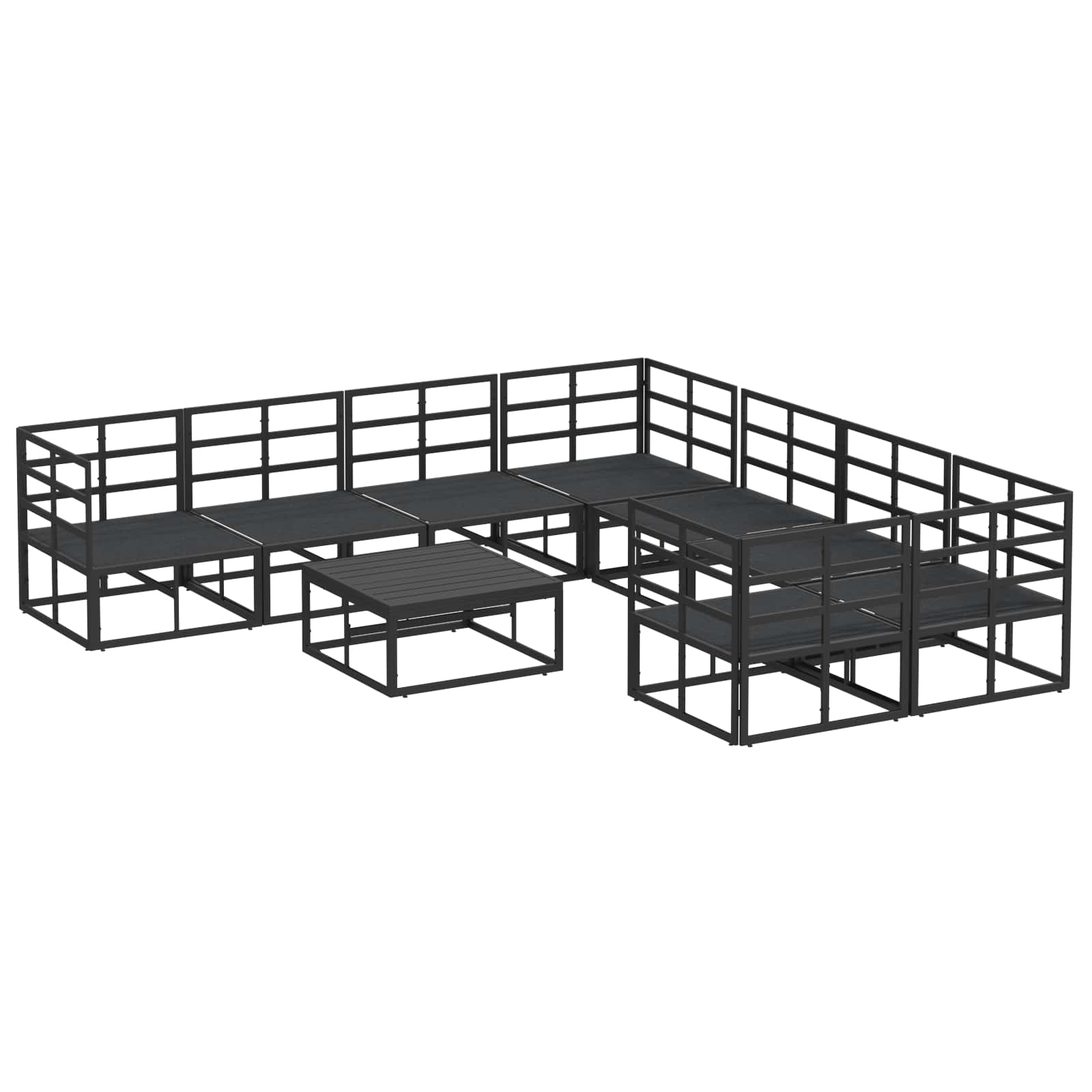 vidaXL Zestaw Sof na Ogród z poduszką 9 pcs Czarny Stal