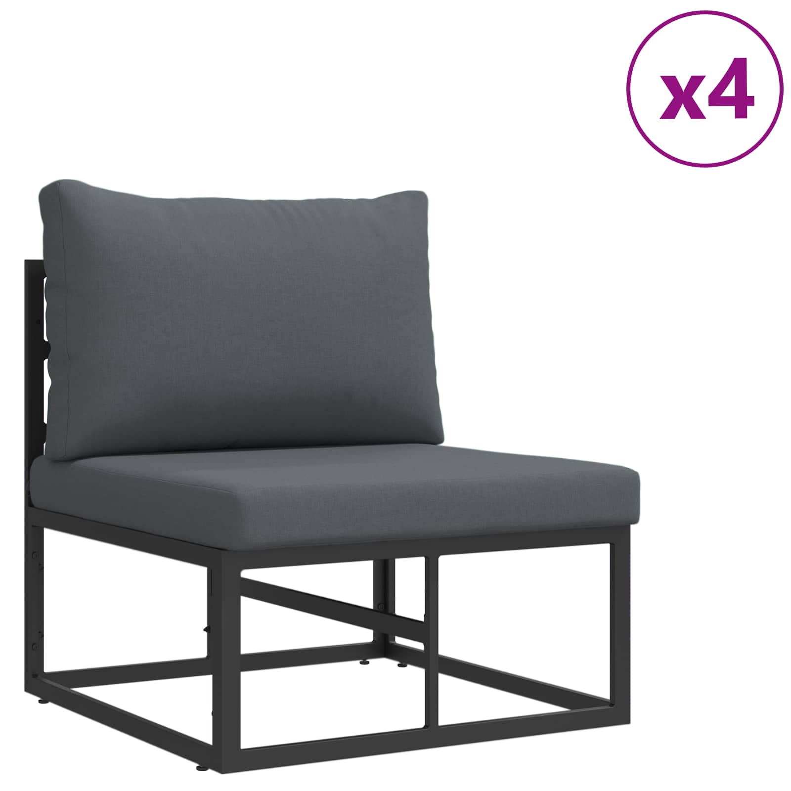 vidaXL Zestaw Sof na Ogród z poduszką 9 pcs Czarny Stal