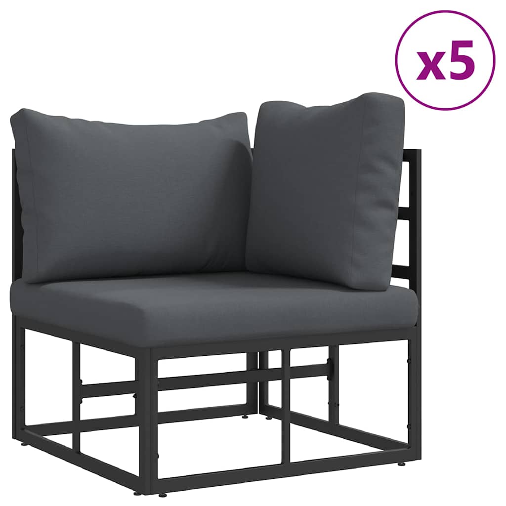 vidaXL Zestaw Sof na Ogród z poduszką 7 pcs Czarny Stal