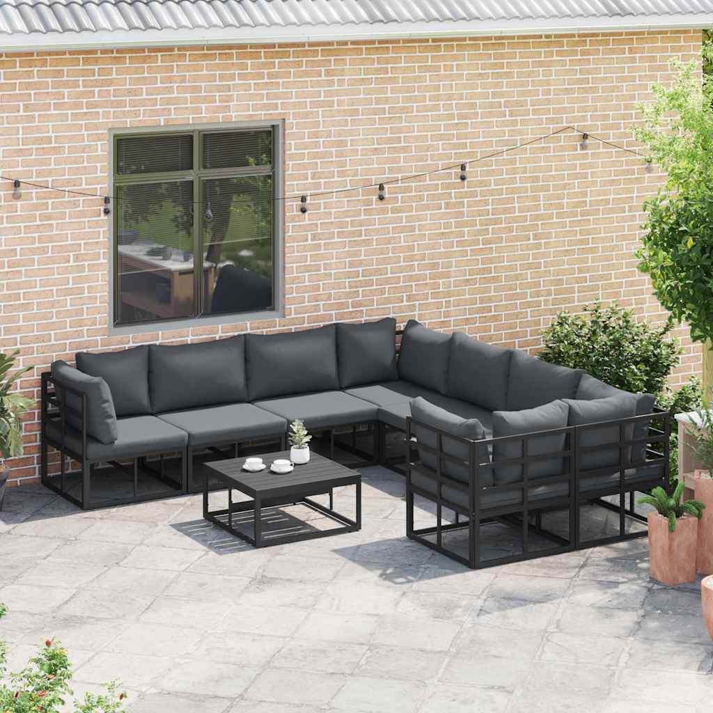 vidaXL Zestaw Sof na Ogród z poduszką 8 pcs Czarny Stal