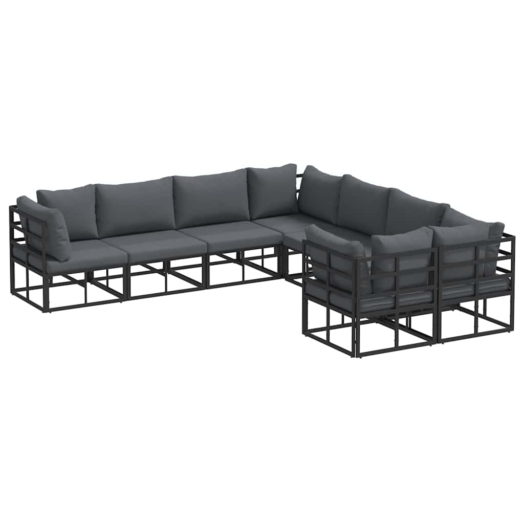 vidaXL Zestaw Sof na Ogród z poduszką 8 pcs Czarny Stal